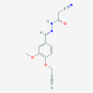 molecular formula C14H13N3O3 B11647658 2-Cyano-N'-[(E)-[3-methoxy-4-(prop-2-YN-1-yloxy)phenyl]methylidene]acetohydrazide 