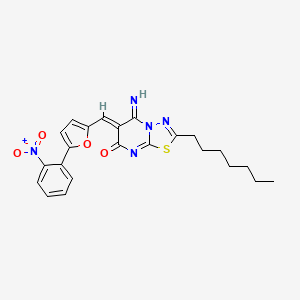 (6Z)-2-heptyl-5-imino-6-{[5-(2-nitrophenyl)furan-2-yl]methylidene}-5,6-dihydro-7H-[1,3,4]thiadiazolo[3,2-a]pyrimidin-7-one