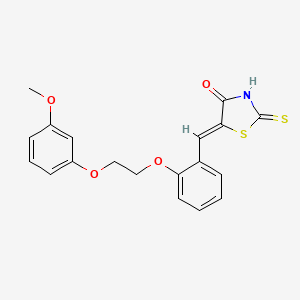 molecular formula C19H17NO4S2 B11647711 (5Z)-5-{2-[2-(3-methoxyphenoxy)ethoxy]benzylidene}-2-thioxo-1,3-thiazolidin-4-one 