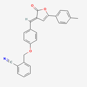 molecular formula C26H19NO3 B11647723 2-[(4-{(E)-[5-(4-methylphenyl)-2-oxofuran-3(2H)-ylidene]methyl}phenoxy)methyl]benzonitrile 