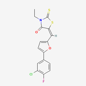 (5E)-5-{[5-(3-Chloro-4-fluorophenyl)furan-2-YL]methylidene}-3-ethyl-2-sulfanylidene-1,3-thiazolidin-4-one