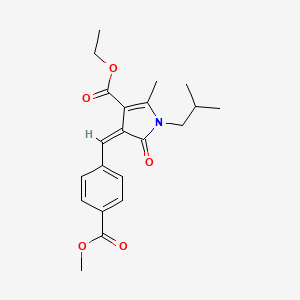 molecular formula C21H25NO5 B11647780 ethyl (4Z)-4-[4-(methoxycarbonyl)benzylidene]-2-methyl-1-(2-methylpropyl)-5-oxo-4,5-dihydro-1H-pyrrole-3-carboxylate 