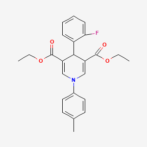 molecular formula C24H24FNO4 B11647801 4-(2-Fluoro-phenyl)-1-p-tolyl-1,4-dihydro-pyridine-3,5-dicarboxylic acid diethyl ester 