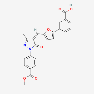 molecular formula C24H18N2O6 B11647818 3-{5-[(Z)-{1-[4-(methoxycarbonyl)phenyl]-3-methyl-5-oxo-1,5-dihydro-4H-pyrazol-4-ylidene}methyl]furan-2-yl}benzoic acid 