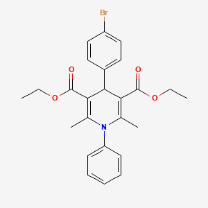 molecular formula C25H26BrNO4 B11647829 Diethyl 4-(4-bromophenyl)-2,6-dimethyl-1-phenyl-1,4-dihydropyridine-3,5-dicarboxylate 