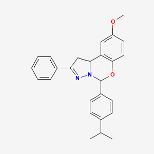 molecular formula C26H26N2O2 B11647846 9-Methoxy-2-phenyl-5-[4-(propan-2-yl)phenyl]-1,10b-dihydropyrazolo[1,5-c][1,3]benzoxazine 