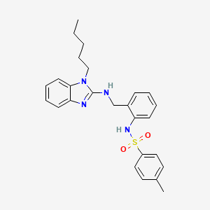 molecular formula C26H30N4O2S B11647874 4-methyl-N-(2-{[(1-pentyl-1H-benzimidazol-2-yl)amino]methyl}phenyl)benzenesulfonamide 