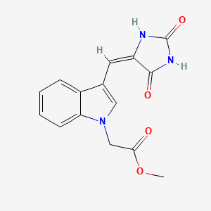 methyl {3-[(E)-(2,5-dioxoimidazolidin-4-ylidene)methyl]-1H-indol-1-yl}acetate