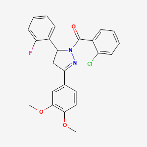 molecular formula C24H20ClFN2O3 B11647909 (2-chlorophenyl)[3-(3,4-dimethoxyphenyl)-5-(2-fluorophenyl)-4,5-dihydro-1H-pyrazol-1-yl]methanone 