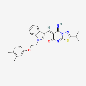 (6Z)-6-({1-[2-(3,4-dimethylphenoxy)ethyl]-1H-indol-3-yl}methylidene)-5-imino-2-(propan-2-yl)-5,6-dihydro-7H-[1,3,4]thiadiazolo[3,2-a]pyrimidin-7-one