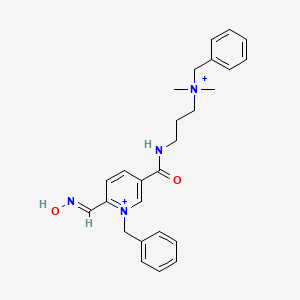 molecular formula C26H32N4O2+2 B11647948 1-benzyl-5-({3-[benzyl(dimethyl)ammonio]propyl}carbamoyl)-2-[(E)-(hydroxyimino)methyl]pyridinium 