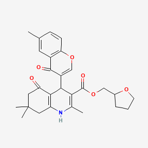 Oxolan-2-ylmethyl 2,7,7-trimethyl-4-(6-methyl-4-oxochromen-3-yl)-5-oxo-1,4,6,8-tetrahydroquinoline-3-carboxylate