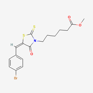 molecular formula C17H18BrNO3S2 B11647960 methyl 6-[(5E)-5-(4-bromobenzylidene)-4-oxo-2-thioxo-1,3-thiazolidin-3-yl]hexanoate 