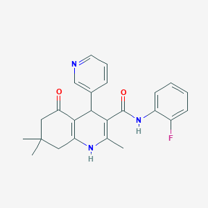 molecular formula C24H24FN3O2 B11647961 N-(2-Fluorophenyl)-2,7,7-trimethyl-5-oxo-4-(3-pyridinyl)-1,4,5,6,7,8-hexahydro-3-quinolinecarboxamide 