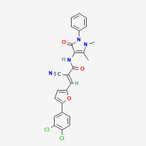 (2E)-2-cyano-3-[5-(3,4-dichlorophenyl)furan-2-yl]-N-(1,5-dimethyl-3-oxo-2-phenyl-2,3-dihydro-1H-pyrazol-4-yl)prop-2-enamide