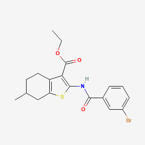 molecular formula C19H20BrNO3S B11647984 Ethyl 2-{[(3-bromophenyl)carbonyl]amino}-6-methyl-4,5,6,7-tetrahydro-1-benzothiophene-3-carboxylate 