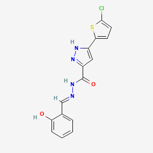 3-(5-Chlorothiophen-2-yl)-N'-(2-hydroxybenzylidene)-1H-pyrazole-5-carbohydrazide