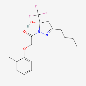 1-[3-butyl-5-hydroxy-5-(trifluoromethyl)-4,5-dihydro-1H-pyrazol-1-yl]-2-(2-methylphenoxy)ethanone