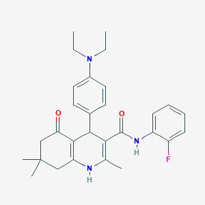 molecular formula C29H34FN3O2 B11648023 4-[4-(Diethylamino)phenyl]-N-(2-fluorophenyl)-2,7,7-trimethyl-5-oxo-1,4,5,6,7,8-hexahydro-3-quinolinecarboxamide 