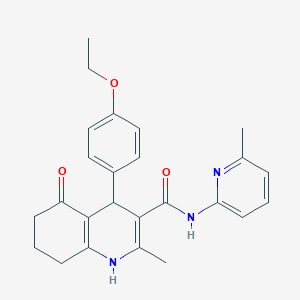 molecular formula C25H27N3O3 B11648032 4-(4-Ethoxyphenyl)-2-methyl-N-(6-methylpyridin-2-yl)-5-oxo-1,4,5,6,7,8-hexahydroquinoline-3-carboxamide CAS No. 361195-84-8