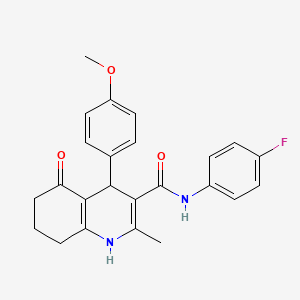 molecular formula C24H23FN2O3 B11648033 N-(4-fluorophenyl)-4-(4-methoxyphenyl)-2-methyl-5-oxo-1,4,5,6,7,8-hexahydro-3-quinolinecarboxamide 