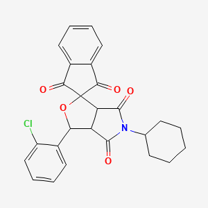 molecular formula C26H22ClNO5 B11648039 3-(2-chlorophenyl)-5-cyclohexyl-3a,6a-dihydrospiro[furo[3,4-c]pyrrole-1,2'-indene]-1',3',4,6(3H,5H)-tetrone 