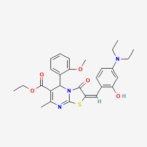 ethyl (2E)-2-[4-(diethylamino)-2-hydroxybenzylidene]-5-(2-methoxyphenyl)-7-methyl-3-oxo-2,3-dihydro-5H-[1,3]thiazolo[3,2-a]pyrimidine-6-carboxylate