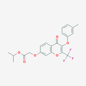 molecular formula C22H19F3O6 B11648061 propan-2-yl {[3-(3-methylphenoxy)-4-oxo-2-(trifluoromethyl)-4H-chromen-7-yl]oxy}acetate 