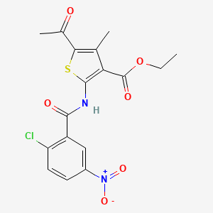 molecular formula C17H15ClN2O6S B11648063 Ethyl 5-acetyl-2-{[(2-chloro-5-nitrophenyl)carbonyl]amino}-4-methylthiophene-3-carboxylate 