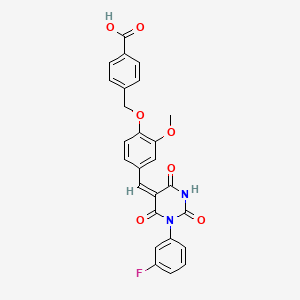 4-[(4-{(E)-[1-(3-fluorophenyl)-2,4,6-trioxotetrahydropyrimidin-5(2H)-ylidene]methyl}-2-methoxyphenoxy)methyl]benzoic acid