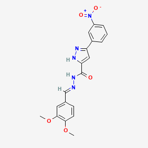 molecular formula C19H17N5O5 B11648089 N'-(3,4-Dimethoxybenzylidene)-3-(3-nitrophenyl)-1H-pyrazole-5-carbohydrazide 