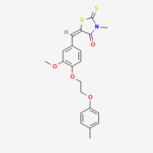 molecular formula C21H21NO4S2 B11648098 (5E)-5-{3-methoxy-4-[2-(4-methylphenoxy)ethoxy]benzylidene}-3-methyl-2-thioxo-1,3-thiazolidin-4-one 