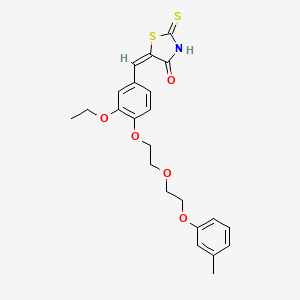 molecular formula C23H25NO5S2 B11648106 (5E)-5-(3-ethoxy-4-{2-[2-(3-methylphenoxy)ethoxy]ethoxy}benzylidene)-2-thioxo-1,3-thiazolidin-4-one 