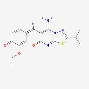 molecular formula C17H18N4O3S B11648141 (6Z)-6-(3-ethoxy-4-hydroxybenzylidene)-5-imino-2-(propan-2-yl)-5,6-dihydro-7H-[1,3,4]thiadiazolo[3,2-a]pyrimidin-7-one 