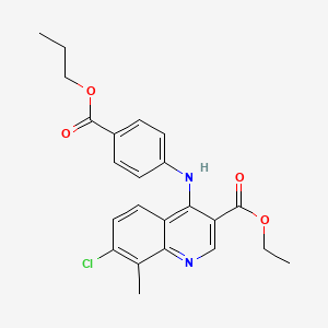 Ethyl 7-chloro-8-methyl-4-{[4-(propoxycarbonyl)phenyl]amino}quinoline-3-carboxylate