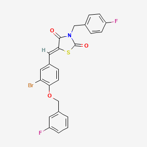 (5Z)-5-({3-Bromo-4-[(3-fluorophenyl)methoxy]phenyl}methylidene)-3-[(4-fluorophenyl)methyl]-1,3-thiazolidine-2,4-dione