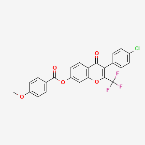 molecular formula C24H14ClF3O5 B11648185 3-(4-chlorophenyl)-4-oxo-2-(trifluoromethyl)-4H-chromen-7-yl 4-methoxybenzoate 