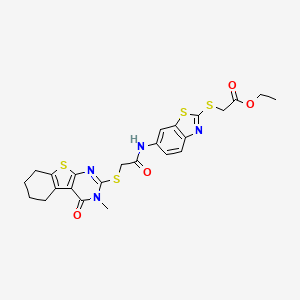 Ethyl {[6-({[(3-methyl-4-oxo-3,4,5,6,7,8-hexahydro[1]benzothieno[2,3-d]pyrimidin-2-yl)sulfanyl]acetyl}amino)-1,3-benzothiazol-2-yl]sulfanyl}acetate