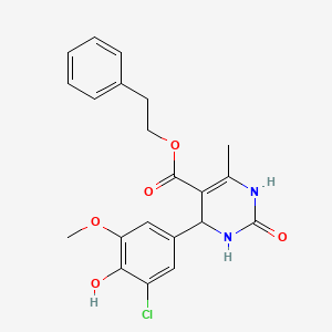 molecular formula C21H21ClN2O5 B11648203 2-Phenylethyl 4-(3-chloro-4-hydroxy-5-methoxyphenyl)-6-methyl-2-oxo-1,2,3,4-tetrahydropyrimidine-5-carboxylate 