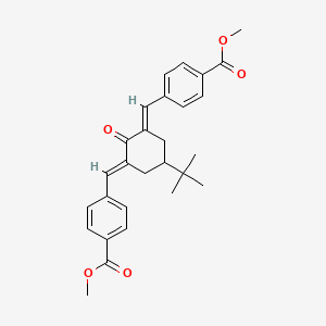 molecular formula C28H30O5 B11648225 dimethyl 4,4'-[(5-tert-butyl-2-oxocyclohexane-1,3-diylidene)di(E)methylylidene]dibenzoate 