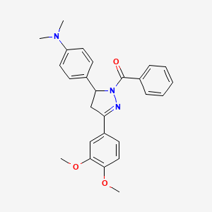 molecular formula C26H27N3O3 B11648237 {3-(3,4-dimethoxyphenyl)-5-[4-(dimethylamino)phenyl]-4,5-dihydro-1H-pyrazol-1-yl}(phenyl)methanone 