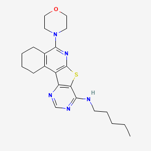 molecular formula C22H29N5OS B11648300 8-morpholin-4-yl-N-pentyl-11-thia-9,14,16-triazatetracyclo[8.7.0.02,7.012,17]heptadeca-1,7,9,12,14,16-hexaen-13-amine 