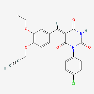 molecular formula C22H17ClN2O5 B11648315 (5Z)-1-(4-chlorophenyl)-5-[3-ethoxy-4-(prop-2-yn-1-yloxy)benzylidene]pyrimidine-2,4,6(1H,3H,5H)-trione 