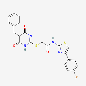 2-[(5-benzyl-4,6-dioxo-1,4,5,6-tetrahydropyrimidin-2-yl)sulfanyl]-N-[4-(4-bromophenyl)-1,3-thiazol-2-yl]acetamide