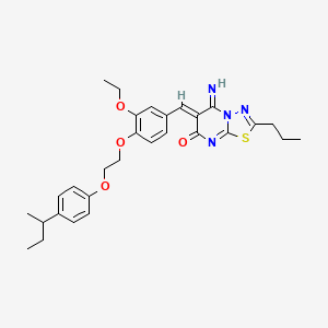 (6Z)-6-(4-{2-[4-(butan-2-yl)phenoxy]ethoxy}-3-ethoxybenzylidene)-5-imino-2-propyl-5,6-dihydro-7H-[1,3,4]thiadiazolo[3,2-a]pyrimidin-7-one