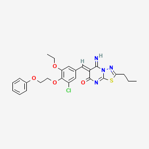 (6Z)-6-[3-chloro-5-ethoxy-4-(2-phenoxyethoxy)benzylidene]-5-imino-2-propyl-5,6-dihydro-7H-[1,3,4]thiadiazolo[3,2-a]pyrimidin-7-one