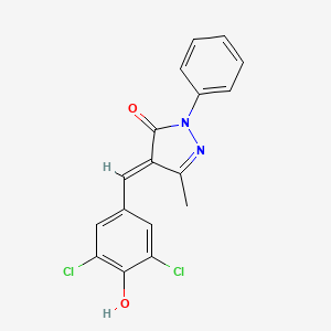 molecular formula C17H12Cl2N2O2 B11648380 (4E)-4-(3,5-dichloro-4-hydroxybenzylidene)-5-methyl-2-phenyl-2,4-dihydro-3H-pyrazol-3-one 