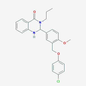 molecular formula C25H25ClN2O3 B11648393 2-{3-[(4-chlorophenoxy)methyl]-4-methoxyphenyl}-3-propyl-2,3-dihydroquinazolin-4(1H)-one CAS No. 361186-71-2