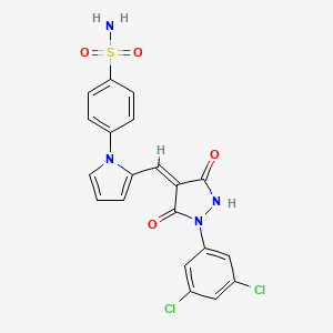 4-(2-{(Z)-[1-(3,5-dichlorophenyl)-3,5-dioxopyrazolidin-4-ylidene]methyl}-1H-pyrrol-1-yl)benzenesulfonamide