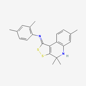 molecular formula C21H22N2S2 B11648465 N-(2,4-dimethylphenyl)-4,4,7-trimethyl-5H-dithiolo[3,4-c]quinolin-1-imine CAS No. 5682-35-9